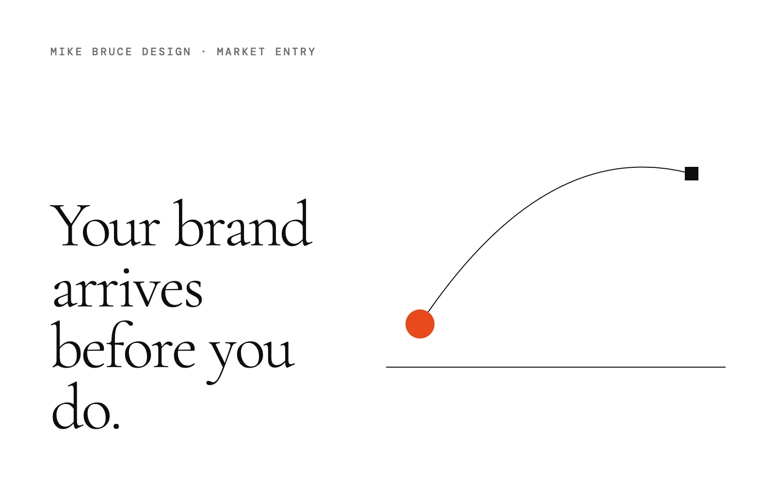 Typographic illustration: a route from an orange dot to a square marker