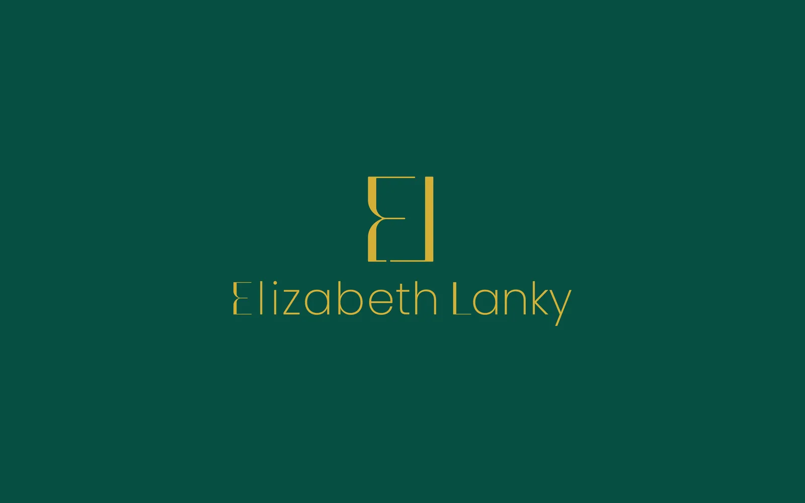 Elizabeth & Lanky lockup in Champagne Gold on Deep Emerald