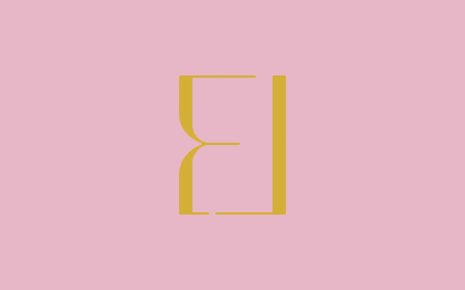 E&L monogram in gold on Blush Rose