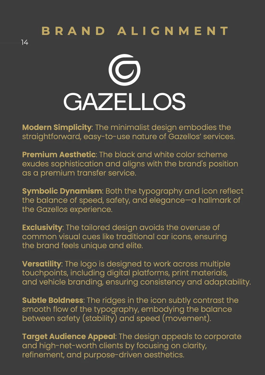 Design brief spread on brand alignment