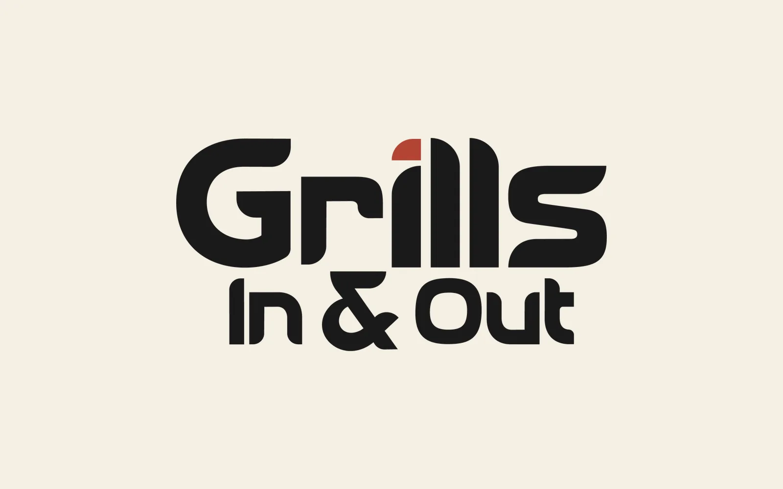 Grills In & Out wordmark on warm white