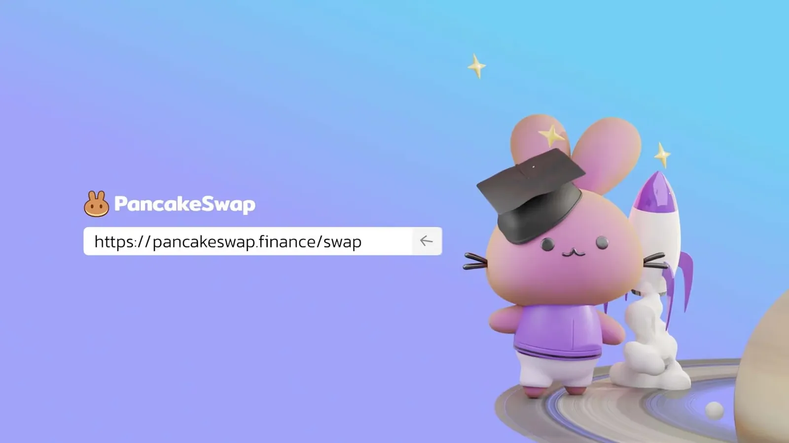 PancakeSwap mascot at the start of the trading walkthrough