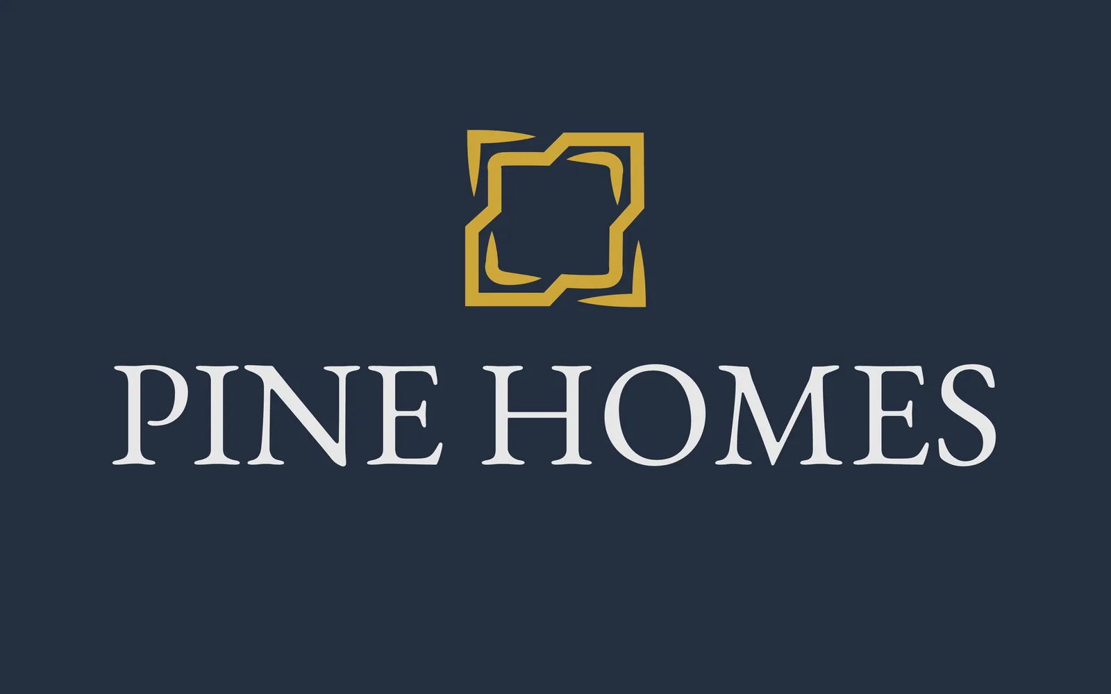Pine Homes logo on navy