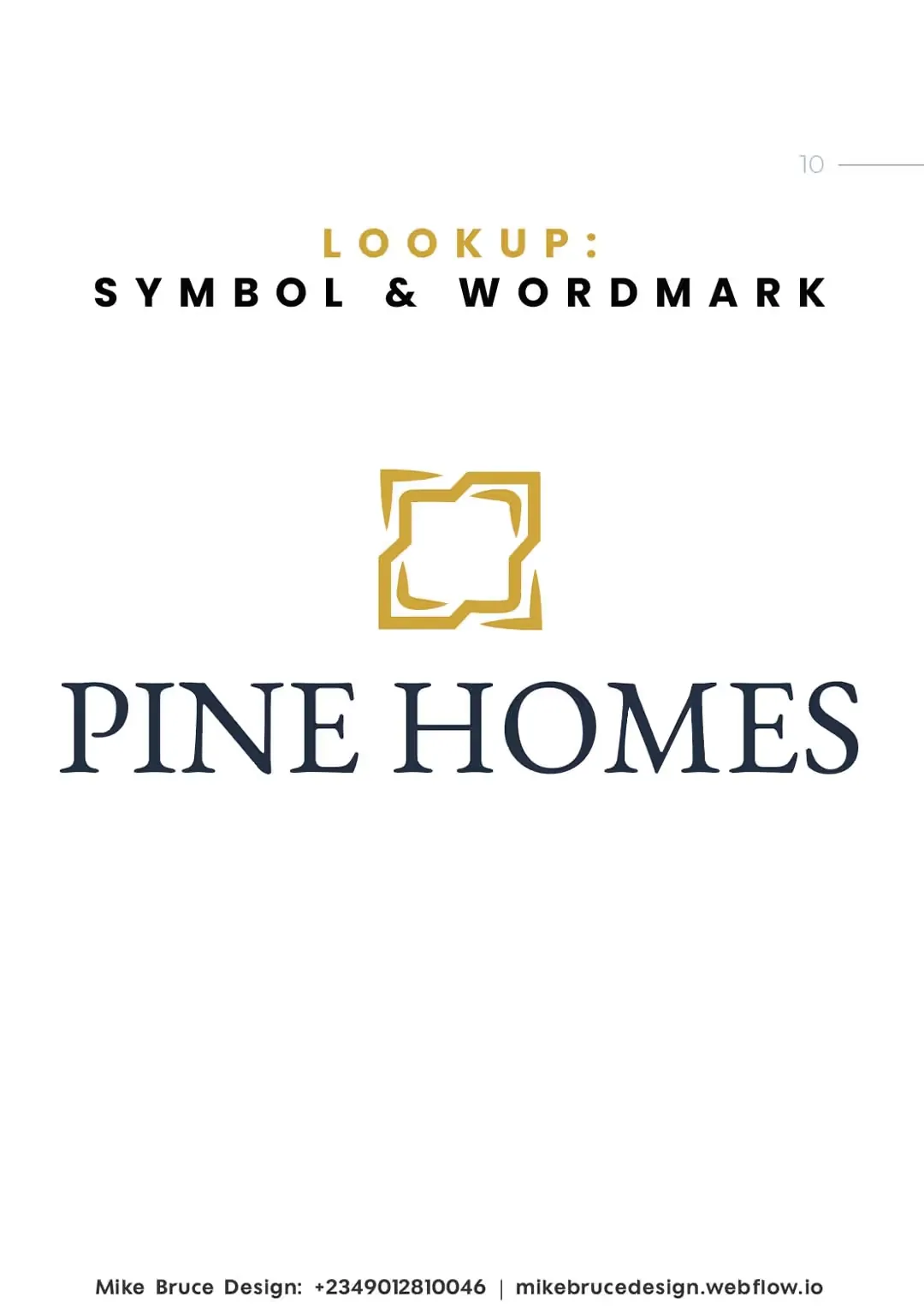 Brand book page: Pine Homes symbol and wordmark lockup