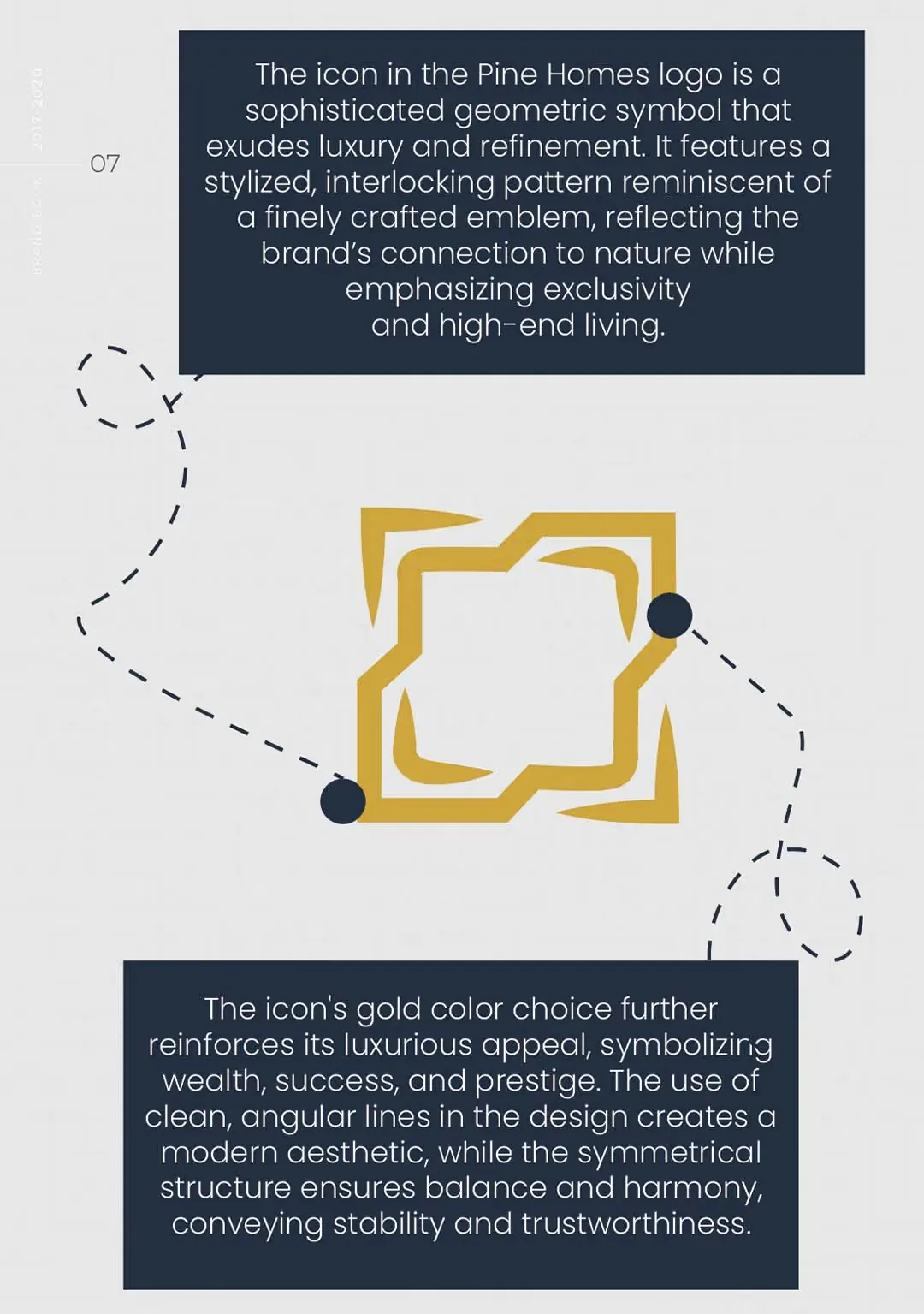 Brand book page explaining the Pine Homes icon