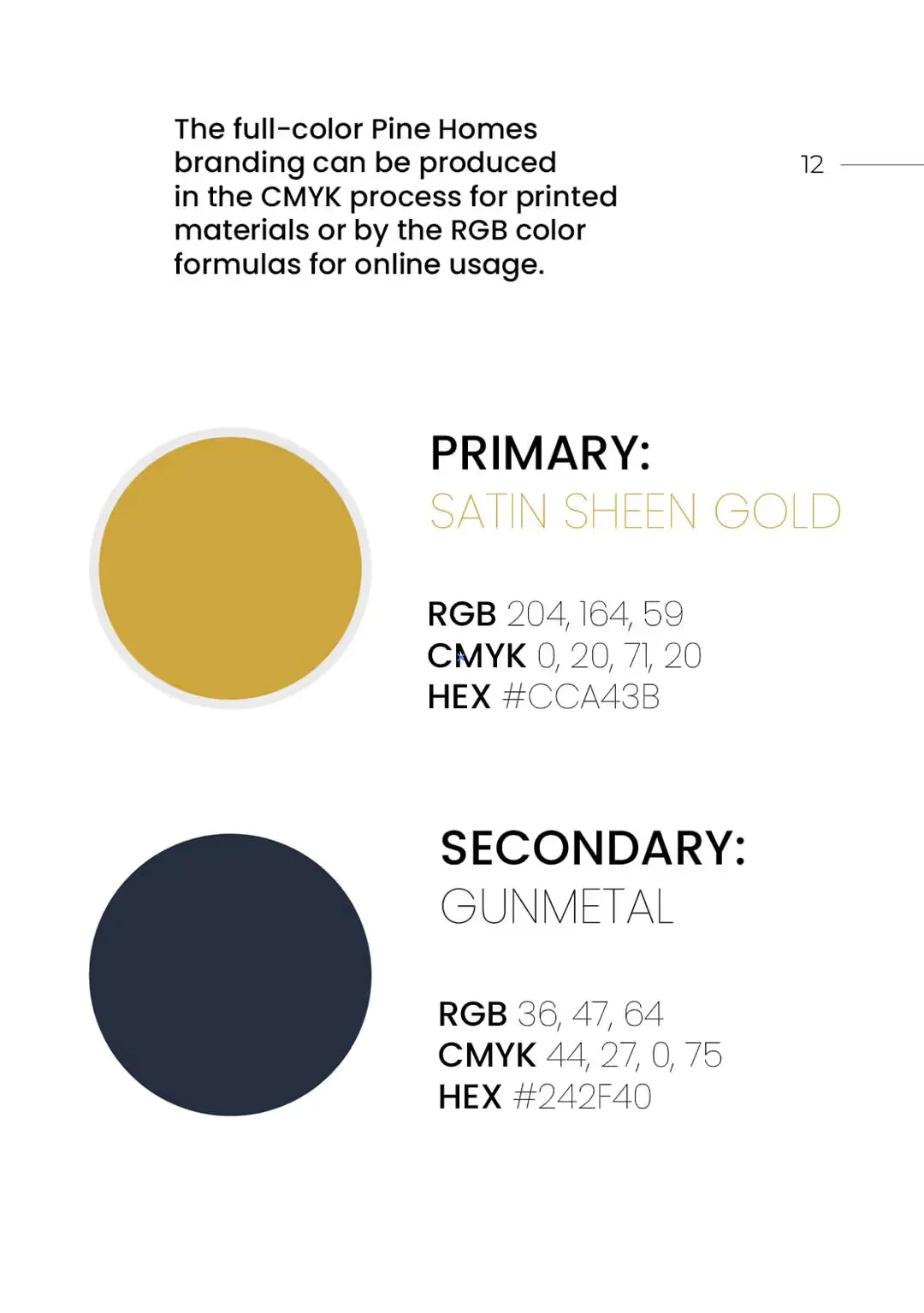 Brand book page: primary and secondary colours