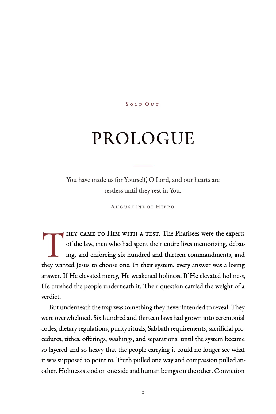 Sold Out interior prologue page with drop cap