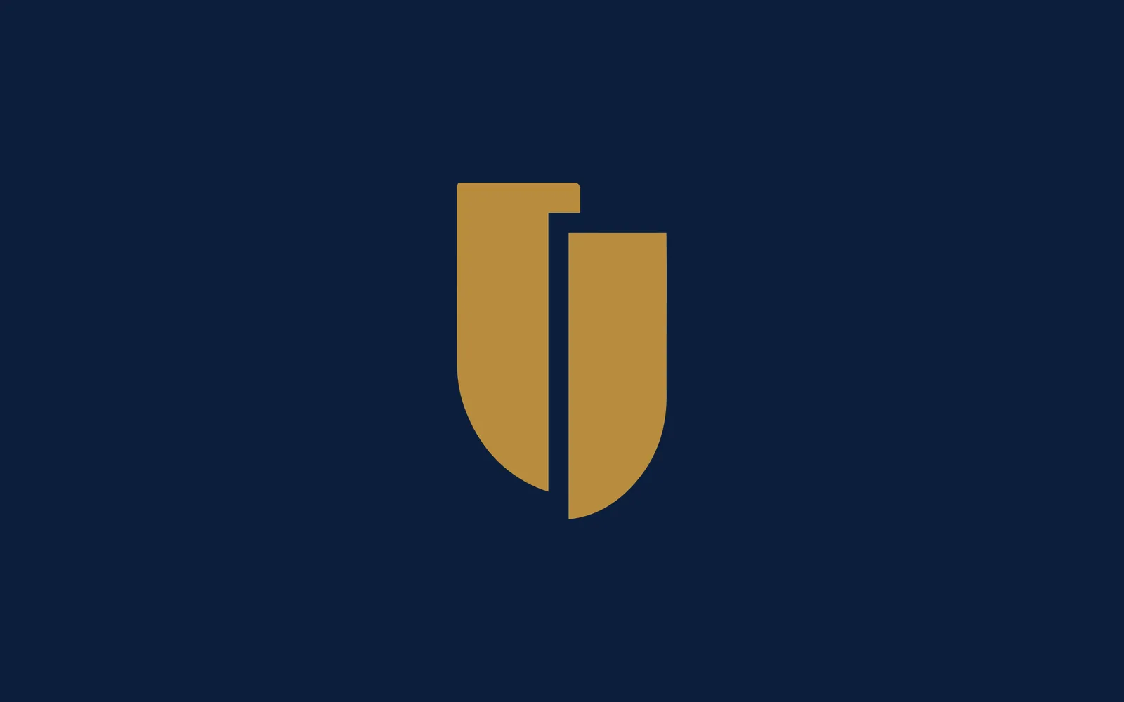 Ultramar shield mark in Bullion Gold on Ultramarine