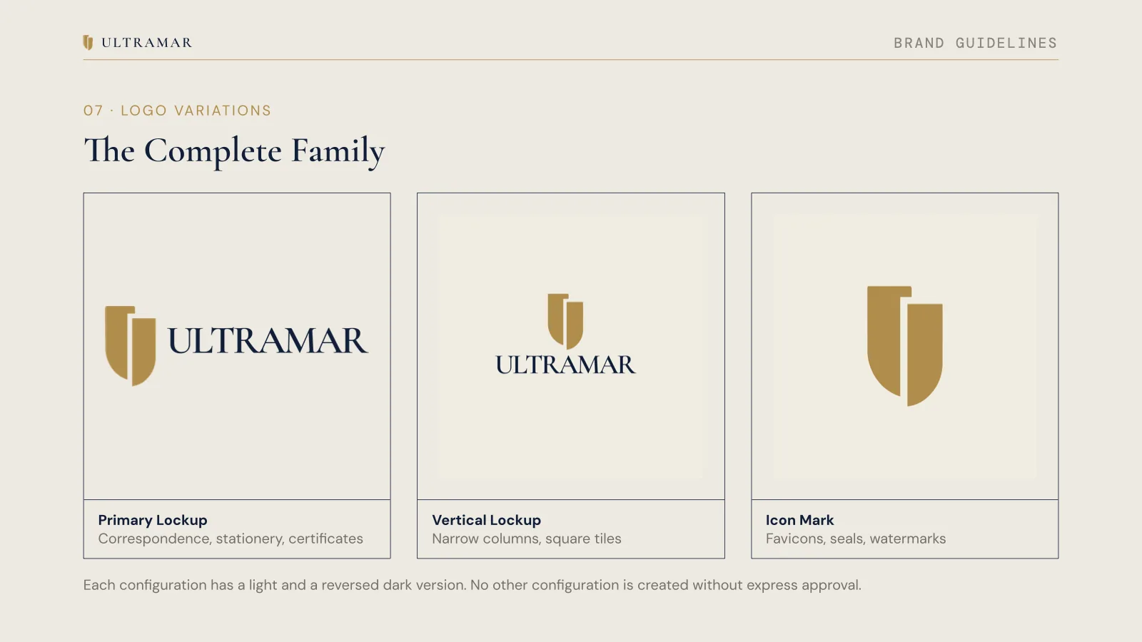 Guidelines spread: the complete Ultramar logo family